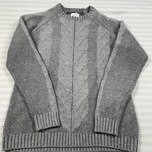 Frank + Oak Sweater Mens Medium Gray Wool Blend Cable Knit Crewneck Pullover